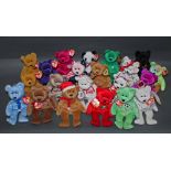 A group of 21 TY Beanie baby teddy bears, all with swing tags and tush tags, and comprising the end,