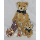 A group of four plush Clemens teddy bears, of various sizes,