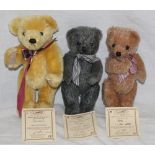 Three Dean's Rag Book Company limited edition teddy bears, comprising "Freebie", 63 of 1000, "Eric",