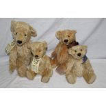 A family of four "Big Softies" teddy bears, all having Yorkshire mohair covered bodies,