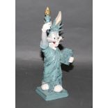 A Warner Bros collectable bugs bunny statue of Liberty resin statue,