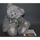 A soft plush "Star" Charlie Bear, CB604769, having grey fur covered body, tinged with tinsel,