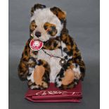 A soft plush "Bart" Charlie Bear, CB124917A, having fawn fur covered body, leopard print limbs,