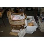 A Rattan dolls crib/cot, measuring 95 cm high and 70 cm long,