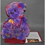 A soft plush "Pansy" Charlie Bear, CB631297A, having purple and red tipped fur body,