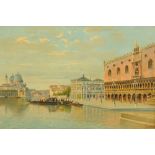 20th century Italian school, oil painting, Doge's Palace Venice, canvas 51 cm x 77 cm,