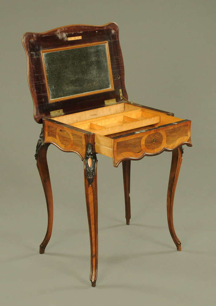 A continental rosewood and walnut dressing table, - Image 2 of 2