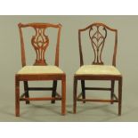 Two Georgian side chairs, one Chippendale style mahogany and the other Hepplewhite style.