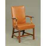 A George III style mahogany desk chair,