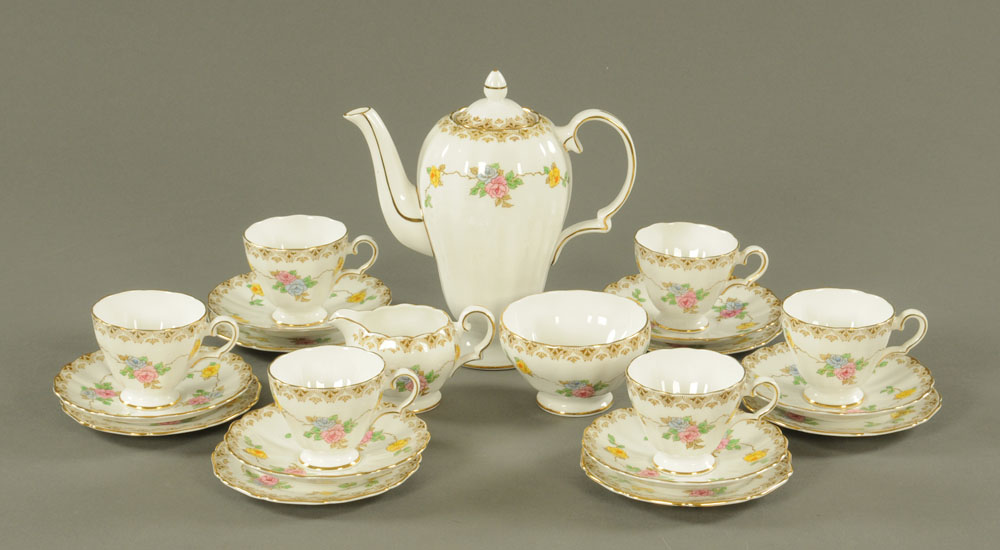 A Grosvenor bone china coffee service, for six place settings (21 pieces).