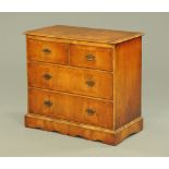 A Queen Anne style walnut chest of drawers, reproduction,