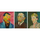 Audrey Harling (1920-1995), three oil paintings, shoulder length portraits of men,