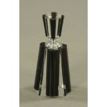 An Art Deco style faceted glass scent bottle. Height 15 cm.