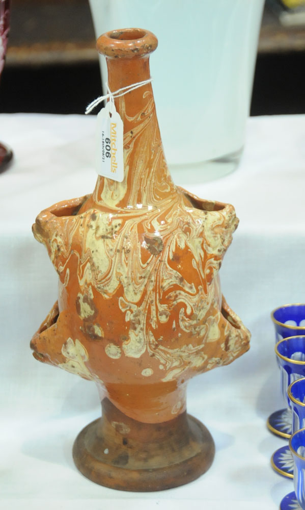 An 18th century slip ware costrell. Height 30 cm. - Image 4 of 5