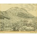 Alfred Wainwright (1907-1991), an original pen and ink drawing "Garbh Bheinn",