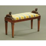 A 19th century mahogany dressing stool or window seat,