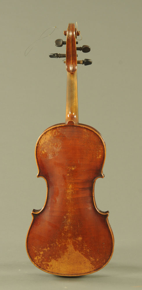 A 19th century violin, with paper label Conzert-Violin Stradiuarius Cremonensis Faciebat AO.17. - Image 3 of 16