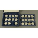 Twenty three Elizabeth II proof silver coins of mixed denominations, contained in fitted blue case.
