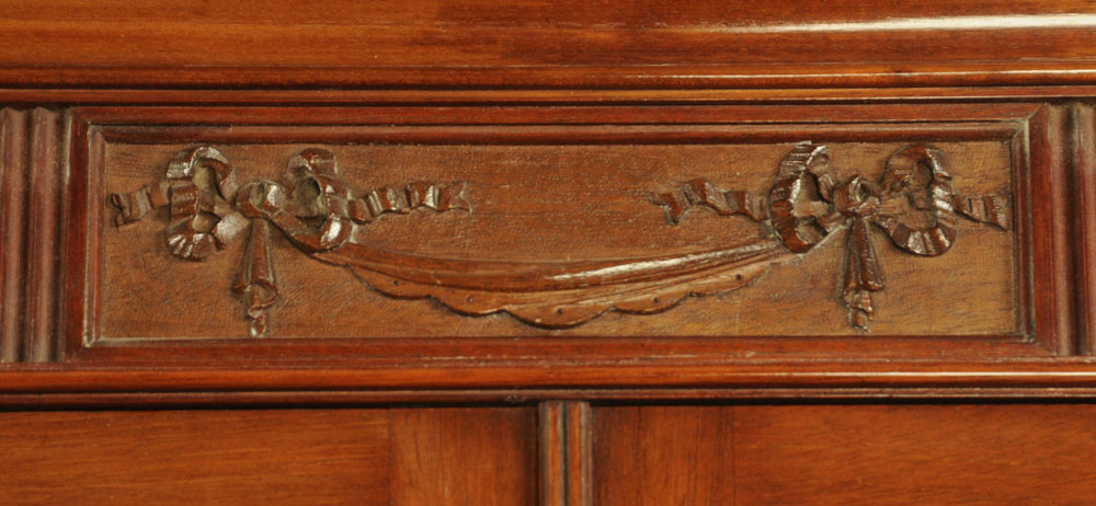 An Edwardian inlaid mahogany combined bookcase and desk, - Image 6 of 8