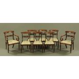 A set of eight Regency mahogany dining chairs, comprising two arm and six single chairs,