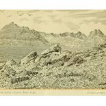 Alfred Wainwright (1907-1991), an original pen and ink drawing "The Black Cuillin from Elgol",