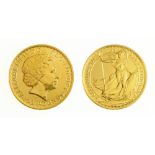 A Queen Elizabeth II gold Britannia, 2014, inscribed "One Ounce 999.9 Fine Gold Britannia". UNC.