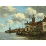 J Van Couver, oil on canvas of a Dutch coastal scene.