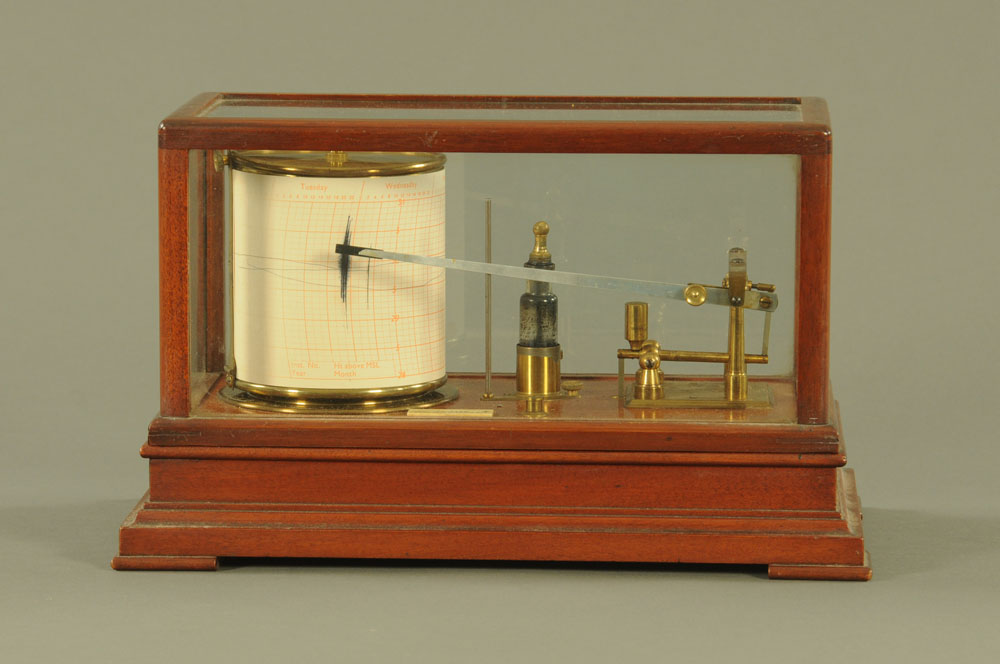 A mahogany cased barograph by J Lizars Edinburgh and Glasgow,