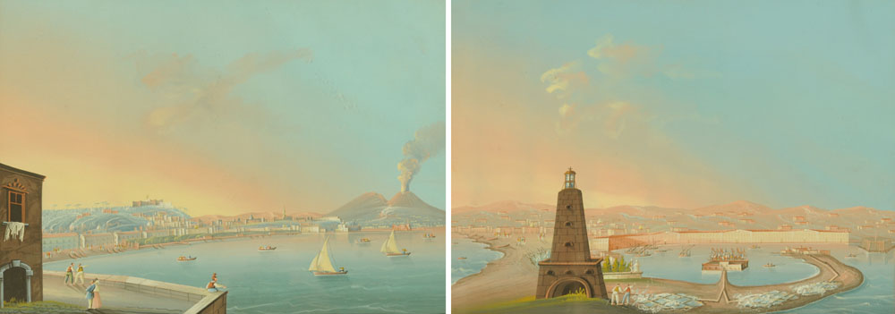 A pair of Italian Bay of Naples watercolours, each 29 cm x 41 cm (see illustration).