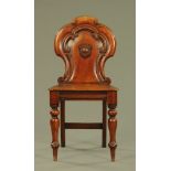 A Victorian mahogany hall chair,