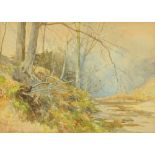 Henderson Tarbet (1864-1937), a watercolour river scene with trees. 33 cm x 46 cm, framed, signed.