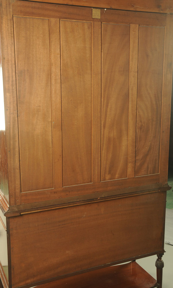 An Edwardian inlaid mahogany combined bookcase and desk, - Image 8 of 8