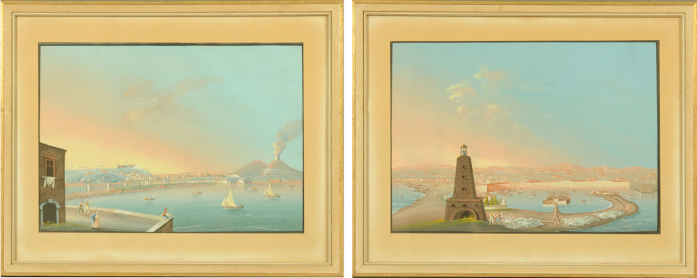 A pair of Italian Bay of Naples watercolours, each 29 cm x 41 cm (see illustration). - Image 2 of 2