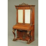 A Victorian mahogany piano front bookcase,