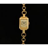 A 9 ct gold cased ladies wristwatch, Art Deco, with 9 ct gold bracelet. 7.