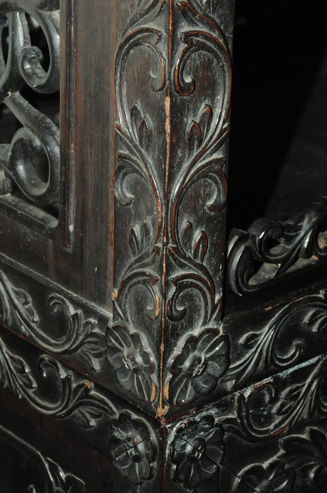 A 19th century Chinese hardwood cabinet in two sections, - Image 17 of 18