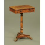 An early 19th century rosewood occasional table, with drawer,
