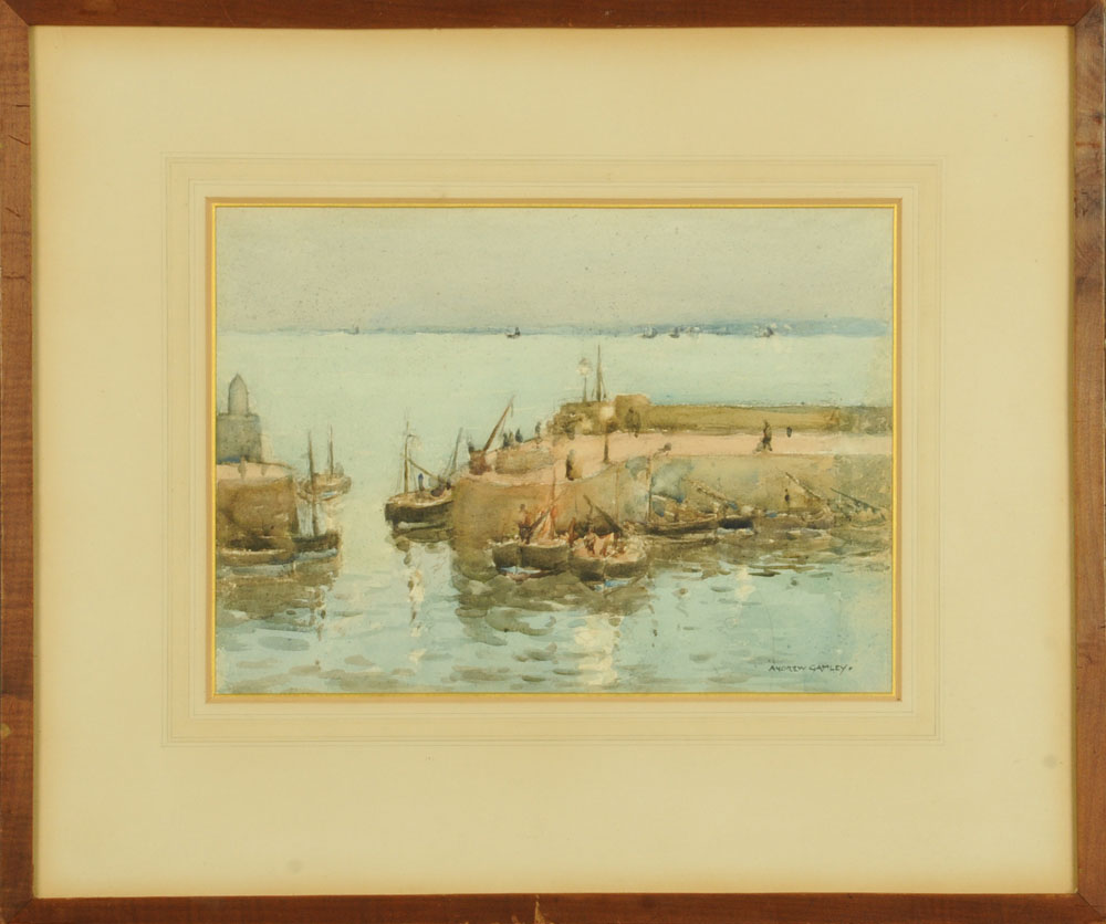 Andrew Gamley (1869-1949), a watercolour "Pittenweem", 28 cm x 40 cm, framed, signed. - Image 2 of 2