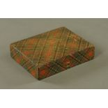 A Victorian tartan ware rectangular box, 5 cm high x 20 cm wide.