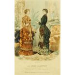 A 19th century French fashion plate, "La Mode Illustree" 1881. 32 cm x 20 cm, framed.