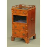 An Edwardian inlaid mahogany bijouterie side cabinet, with spindled gallery,