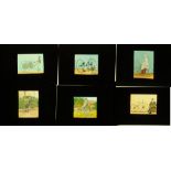 A set of thirty three late Victorian coloured magic lantern slides relating to bicycles,