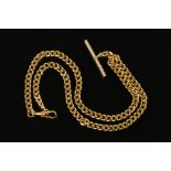 A 9 ct gold chain necklace, with T bar and swivel fastener, length +/- 44 cm, 12.5 grams.