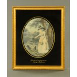 After George Morland (1763-1804), coloured mezzotint, "Rustic Employment", oval.