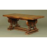 A late Victorian mahogany refectory style table, with rectangular top,