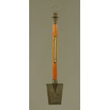 An unusual 19th century steel and split cane spade form wall thermometer, possibly French,