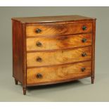 A 19th century mahogany bowfronted chest of drawers,