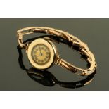 A 9 ct gold cased ladies wristwatch, with Easeon sprung bracelet.