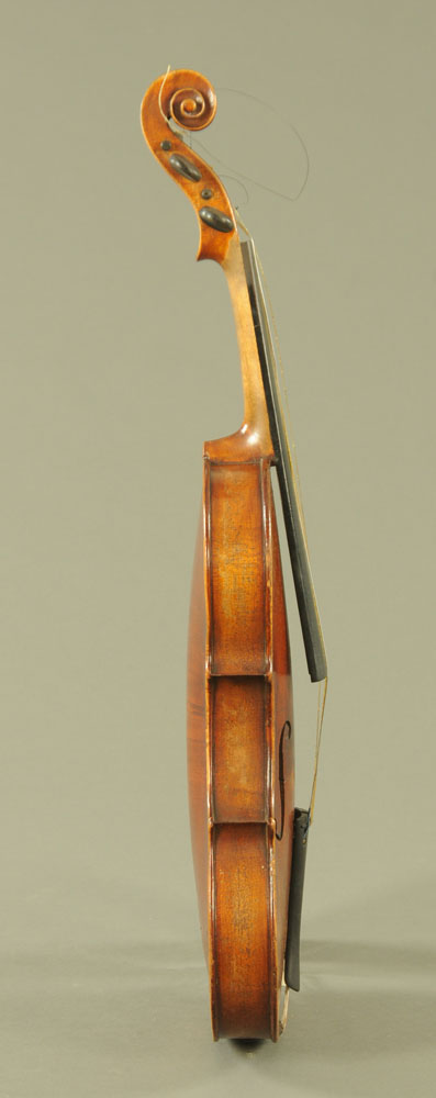 A 19th century violin, with paper label Conzert-Violin Stradiuarius Cremonensis Faciebat AO.17. - Image 4 of 16