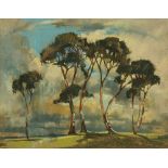 Frederick C Davison (1902-1989 RBA), a pastel, trees in landscape.